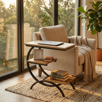 Verge C shaped side table in a reading corner